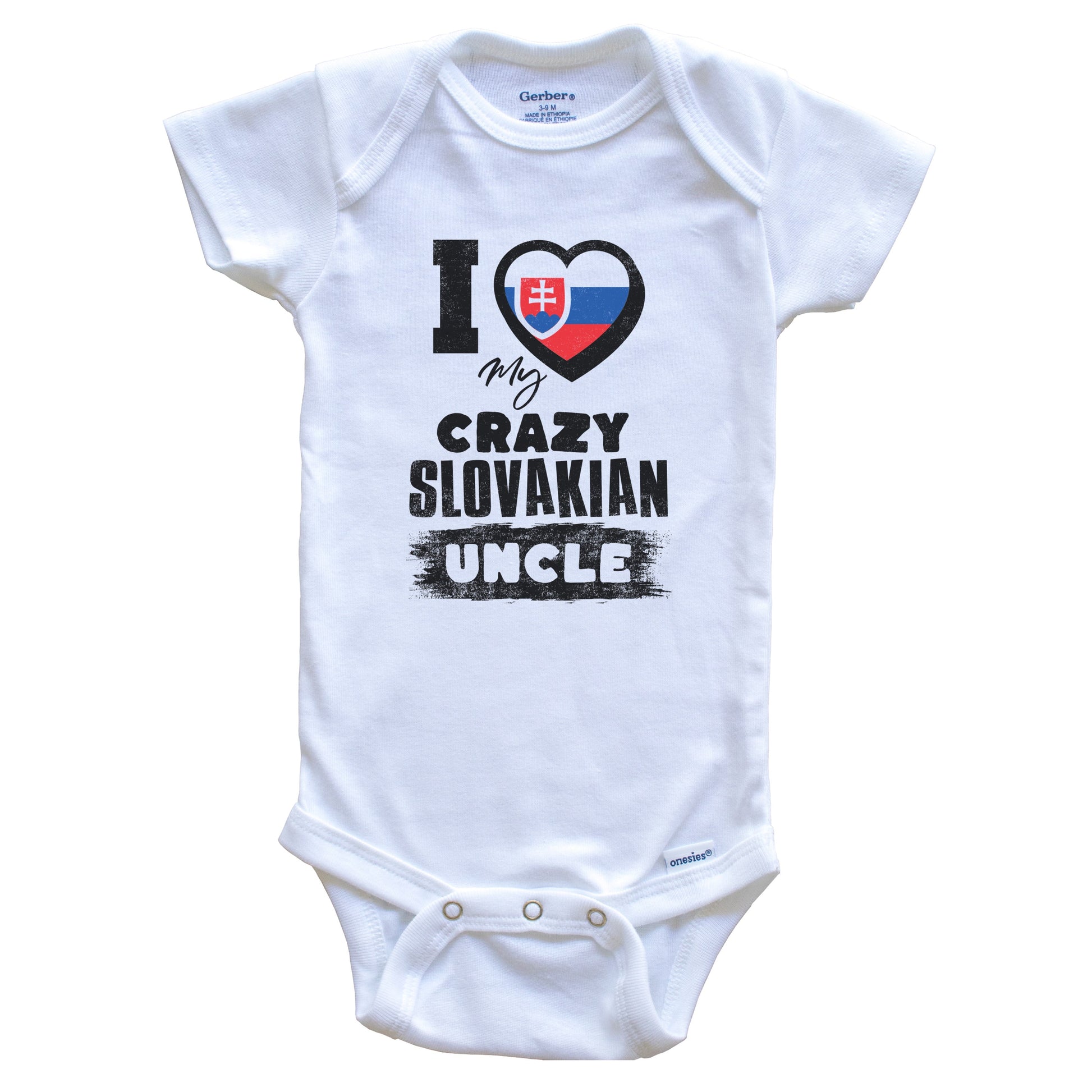 I Love My Crazy Slovakian Uncle Funny Slovakia Flag Niece Nephew Baby Bodysuit