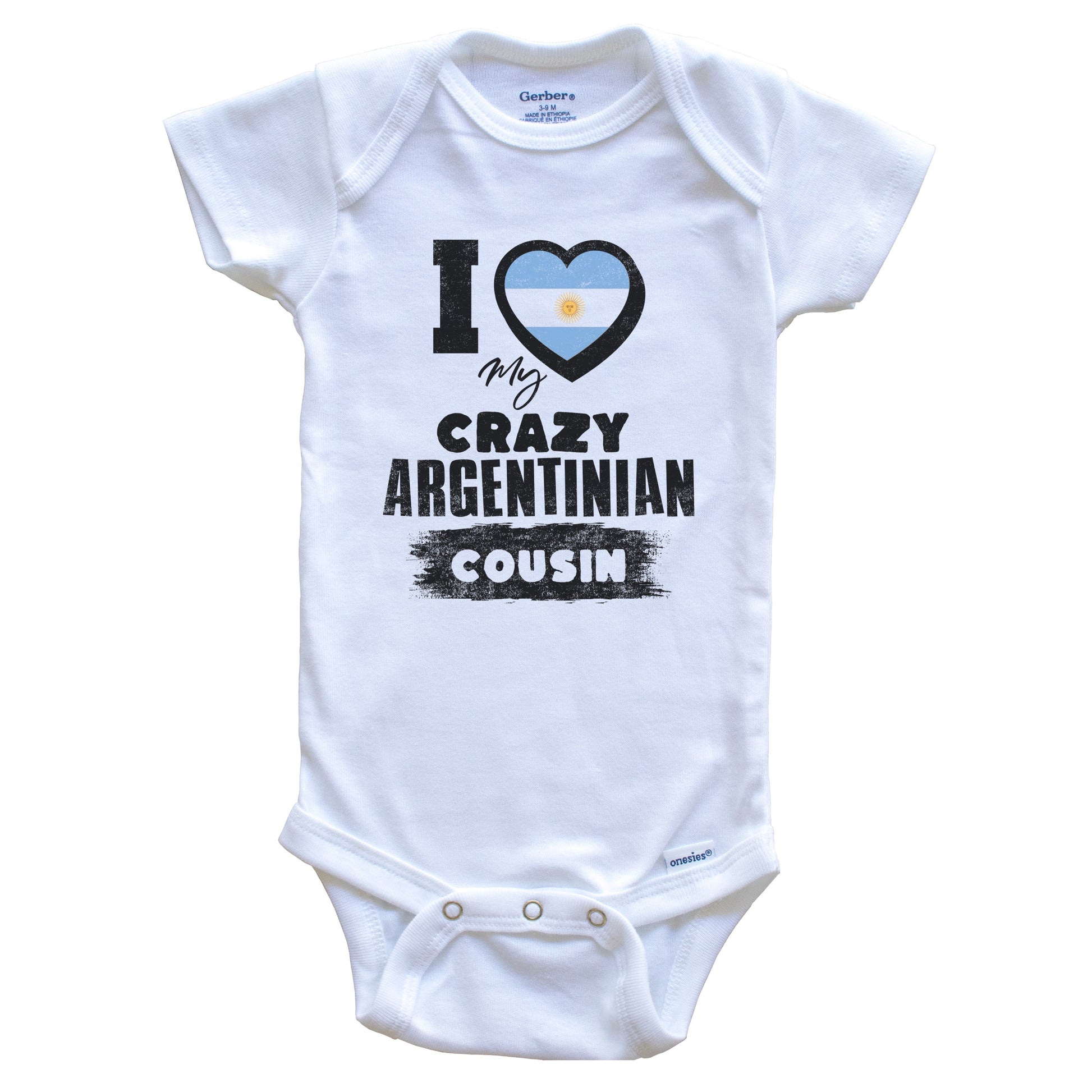 I Love My Crazy Argentinian Cousin Funny Argentina Flag Baby Bodysuit