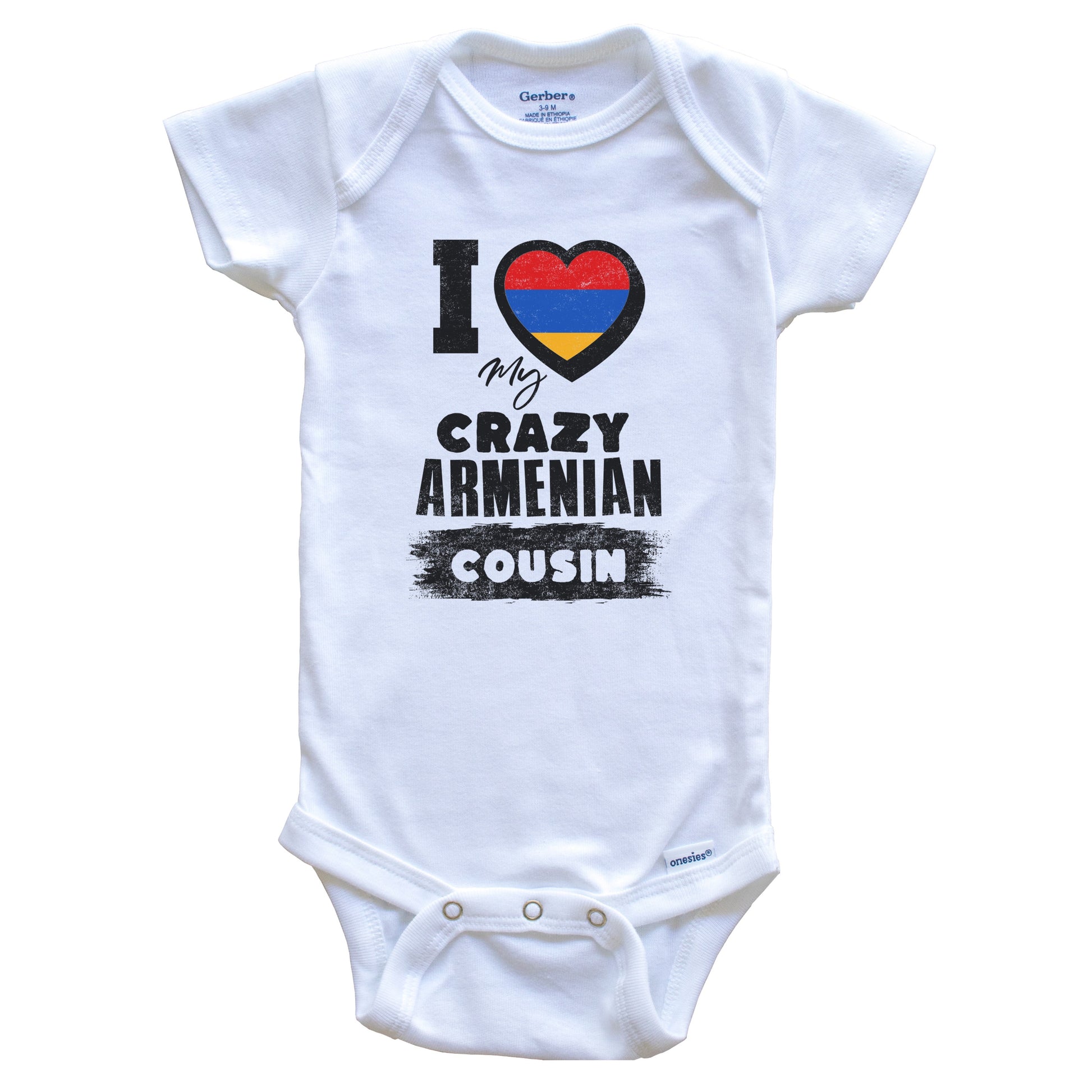 I Love My Crazy Armenian Cousin Funny Armenia Flag Baby Bodysuit