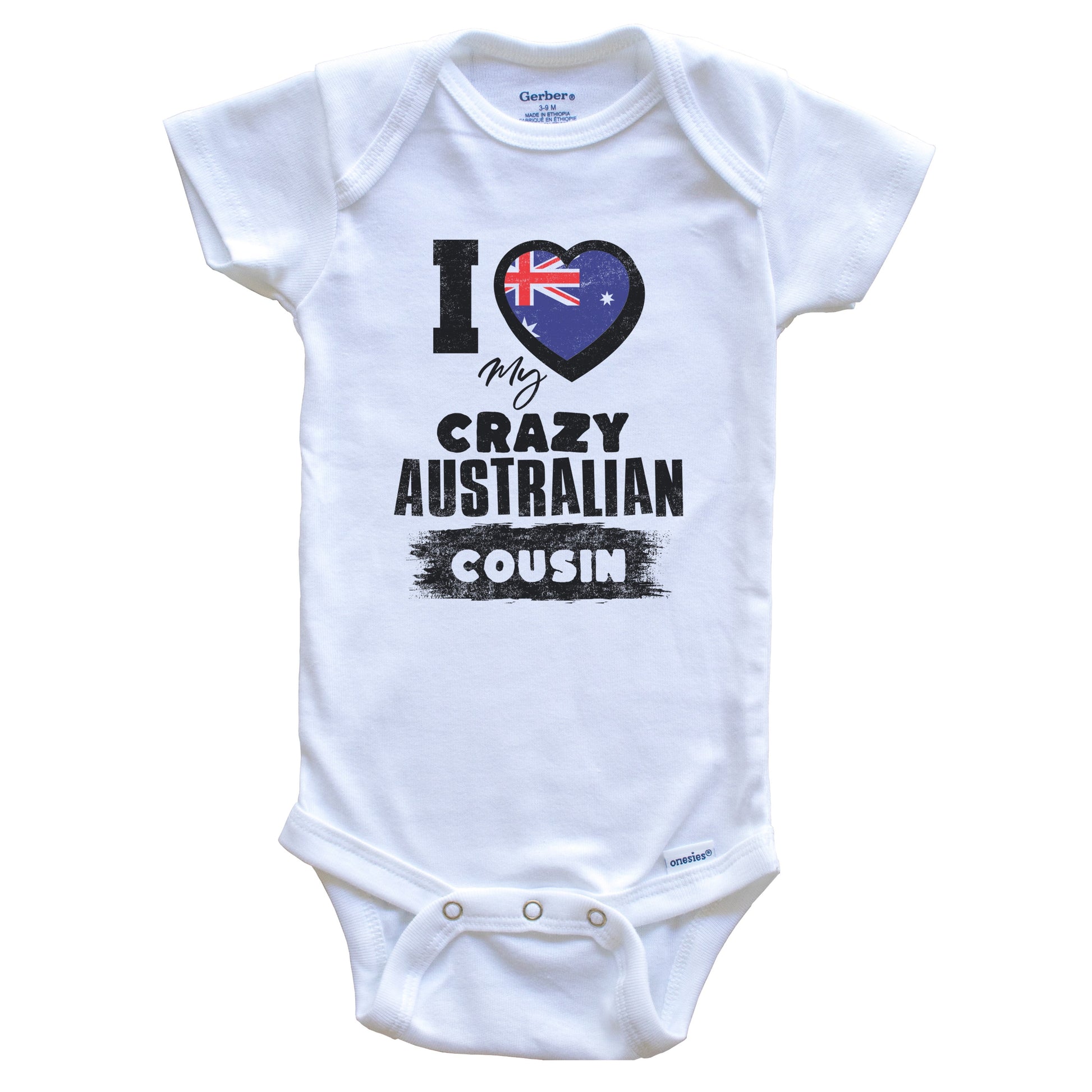 I Love My Crazy Australian Cousin Funny Australia Flag Baby Bodysuit