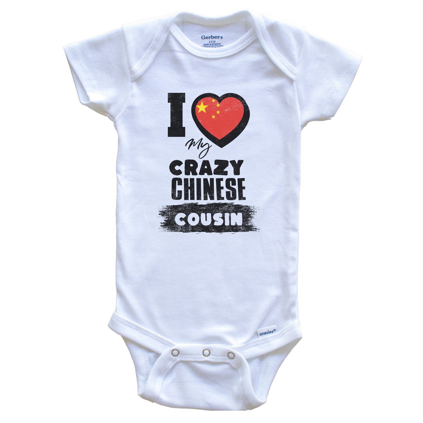 I Love My Crazy Chinese Cousin Funny China Flag Baby Bodysuit