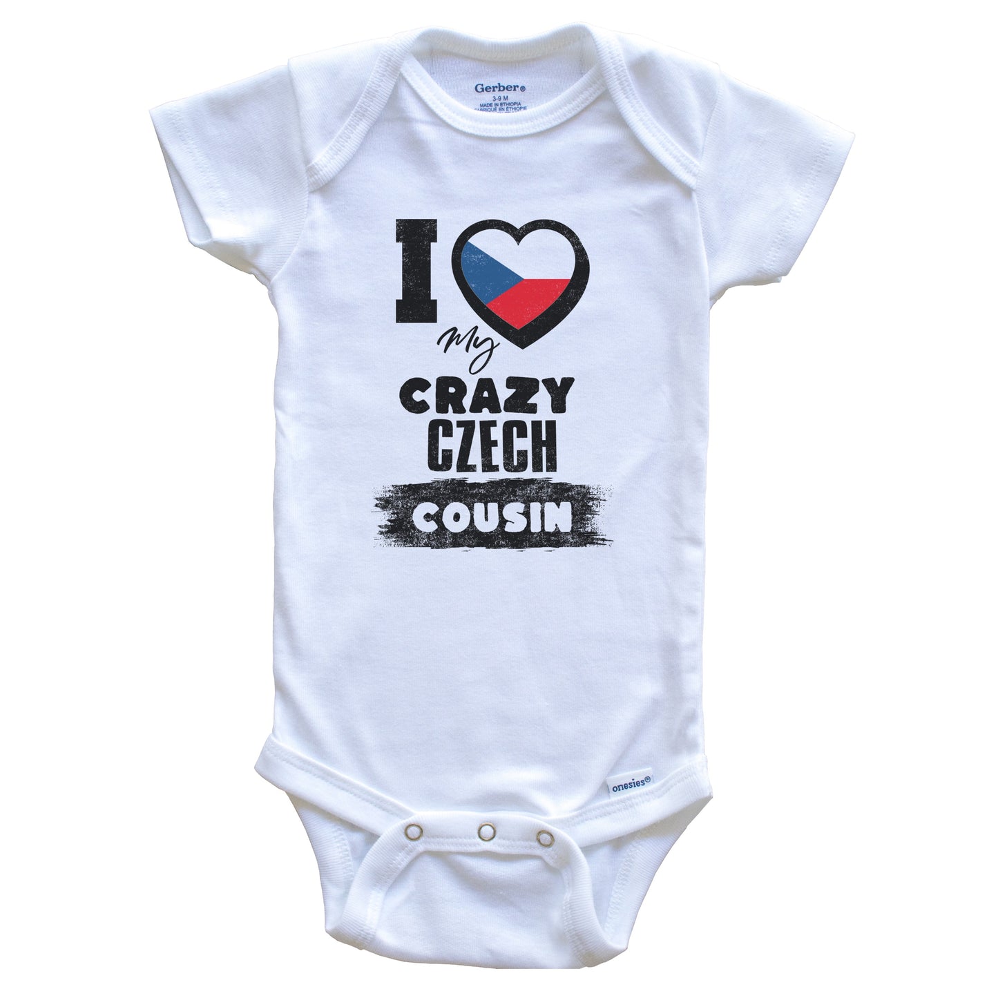 I Love My Crazy Czech Cousin Funny Czech Republic Flag Baby Bodysuit