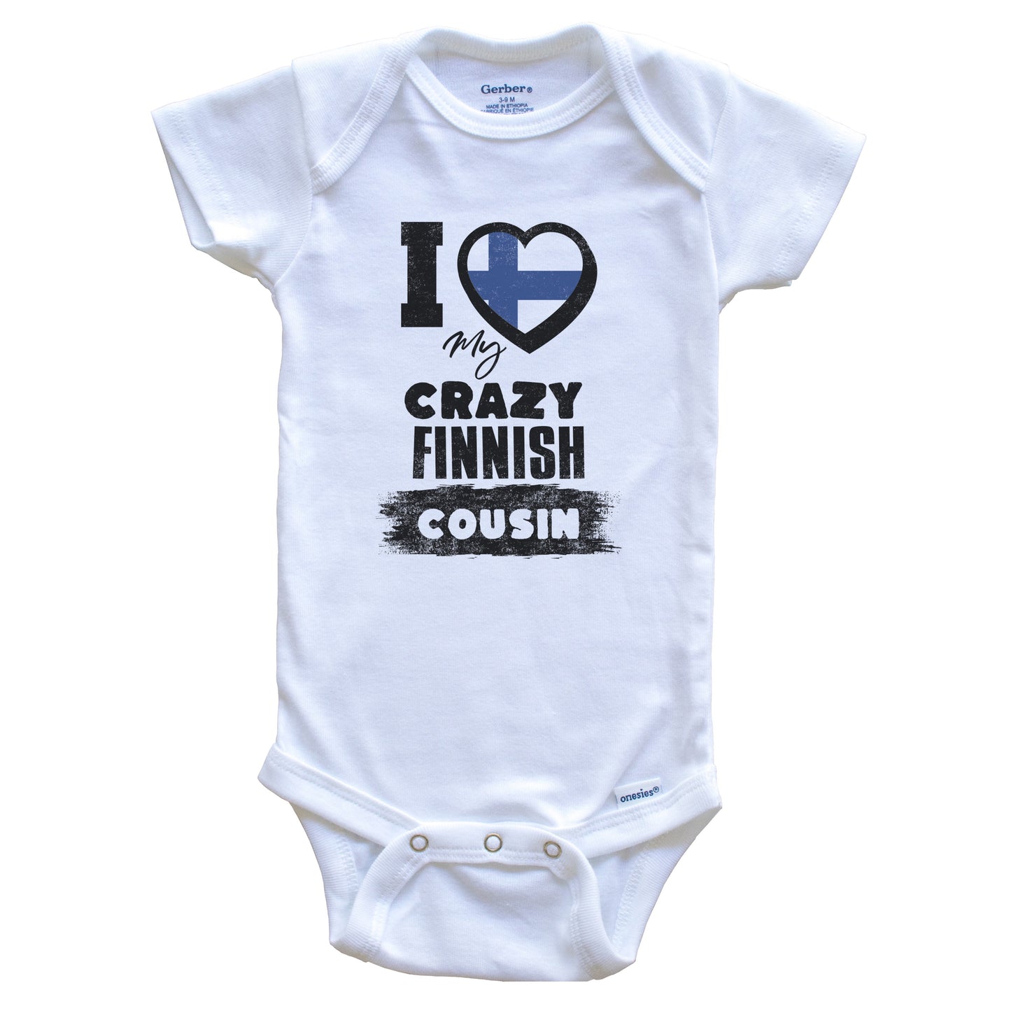 I Love My Crazy Finnish Cousin Funny Finland Flag Baby Bodysuit