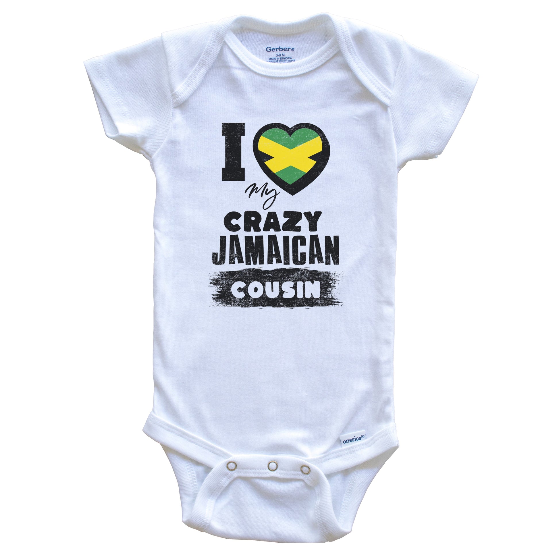 I Love My Crazy Jamaican Cousin Funny Jamaica Flag Baby Bodysuit