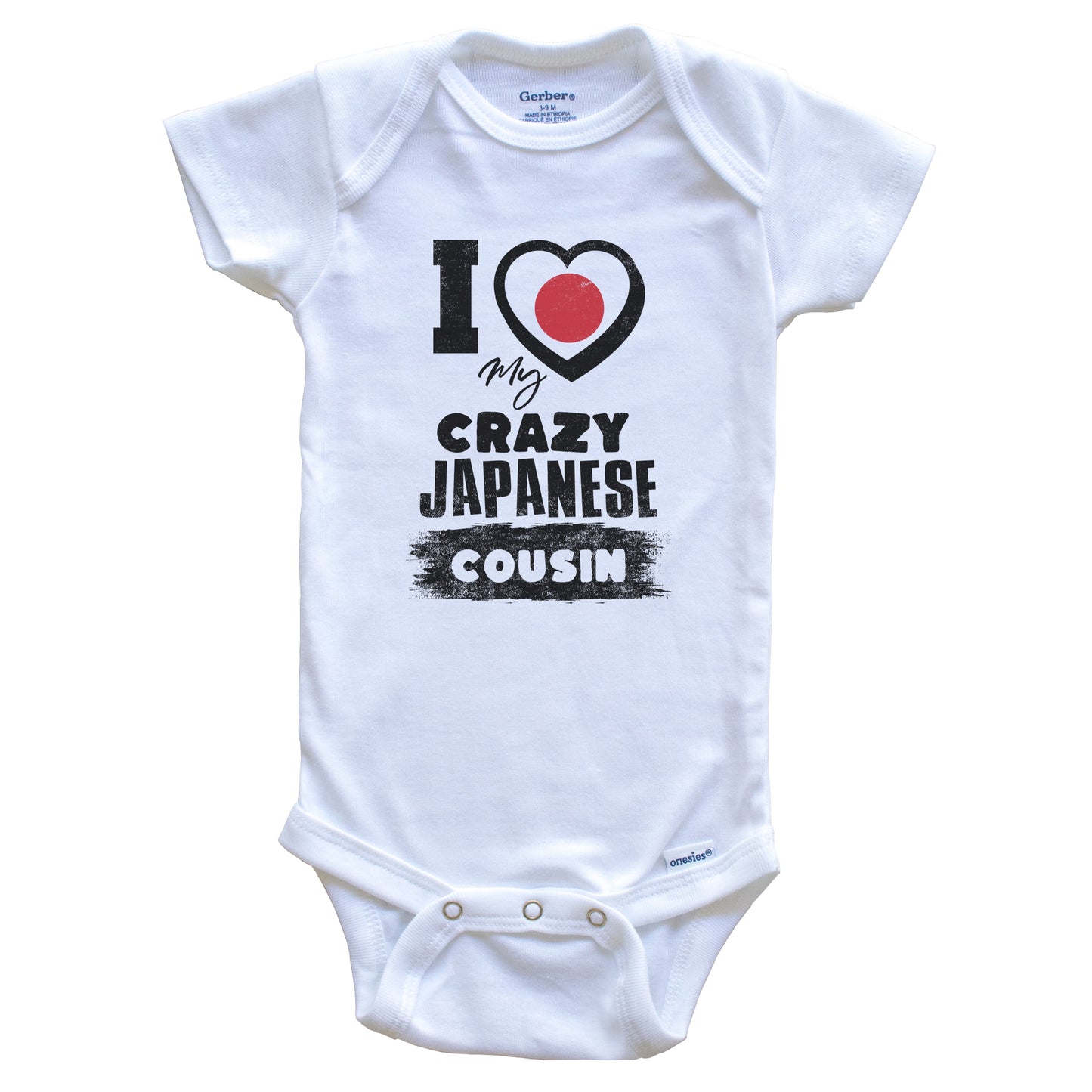 I Love My Crazy Japanese Cousin Funny Japan Flag Baby Bodysuit