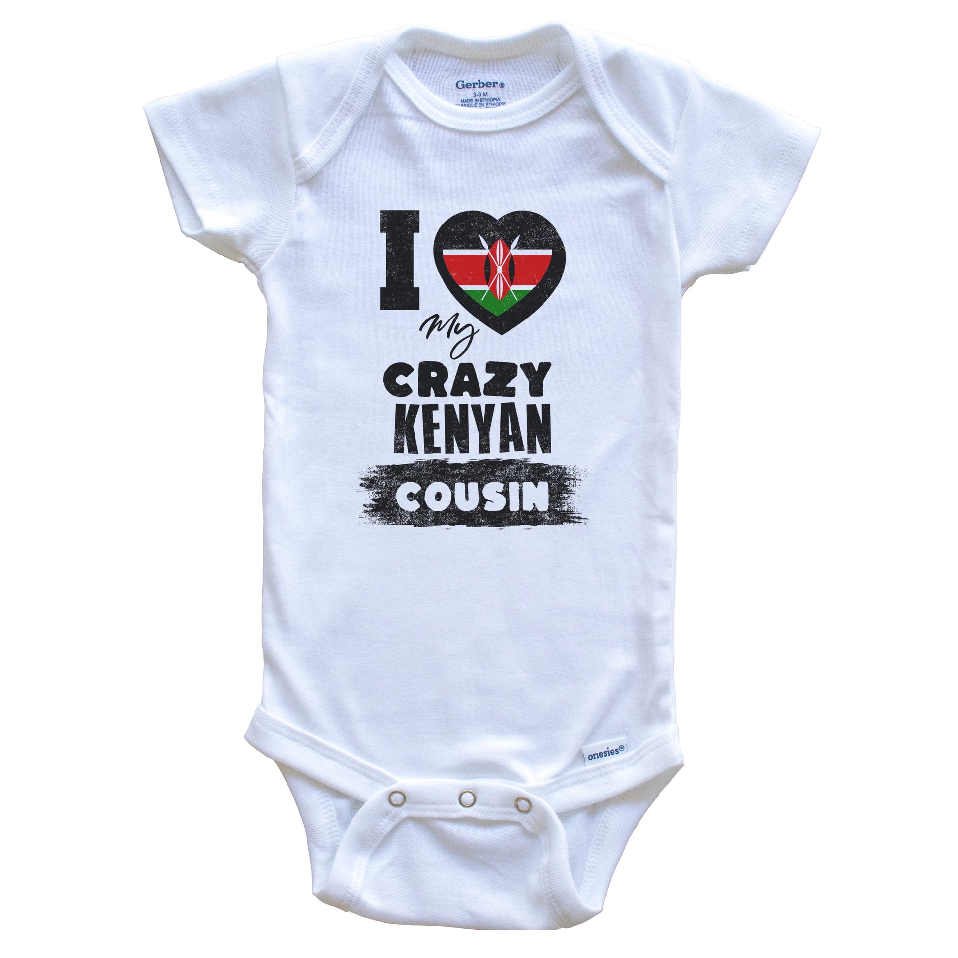 I Love My Crazy Kenyan Cousin Funny Kenya Flag Baby Bodysuit