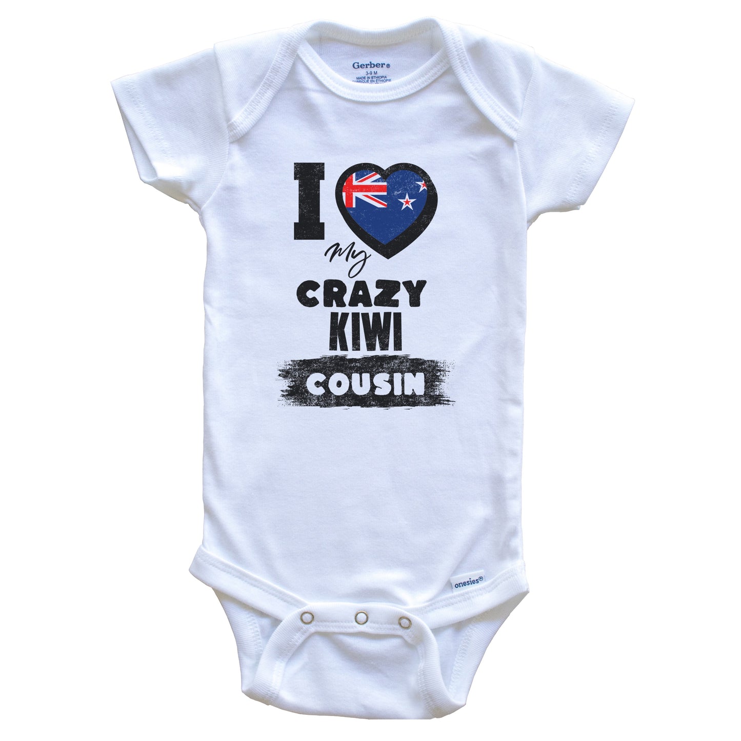 I Love My Crazy Kiwi Cousin Funny New Zealand Flag Baby Bodysuit