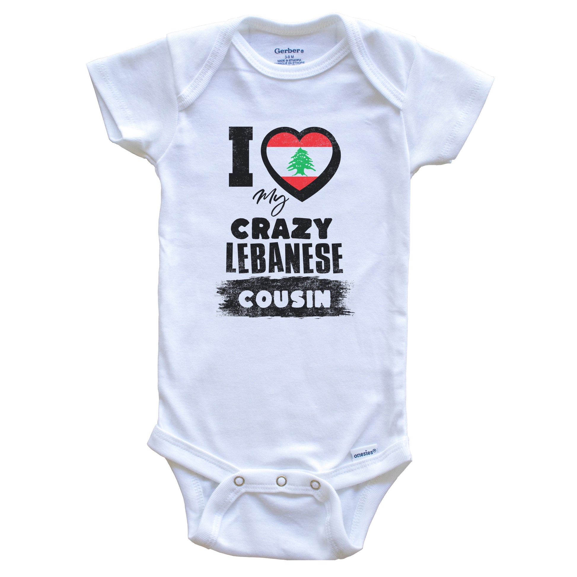 I Love My Crazy Lebanese Cousin Funny Lebanon Flag Baby Bodysuit