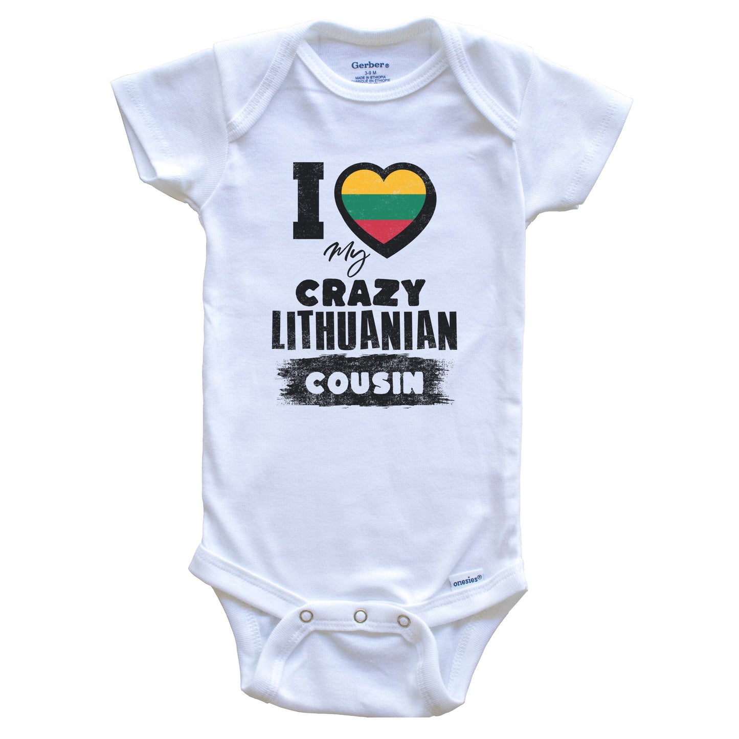 I Love My Crazy Lithuanian Cousin Funny Lithuania Flag Baby Bodysuit