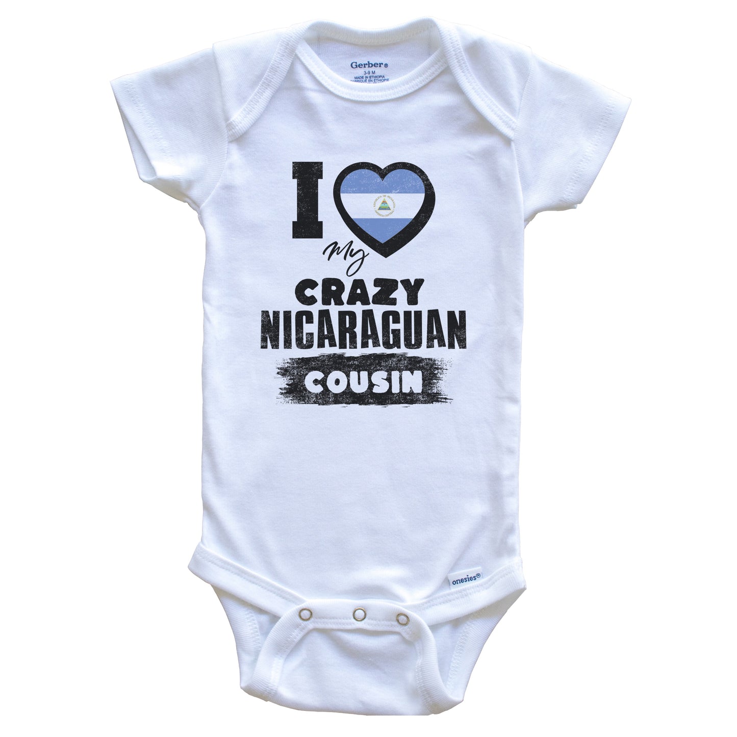 I Love My Crazy Nicaraguan Cousin Funny Nicaragua Flag Baby Bodysuit