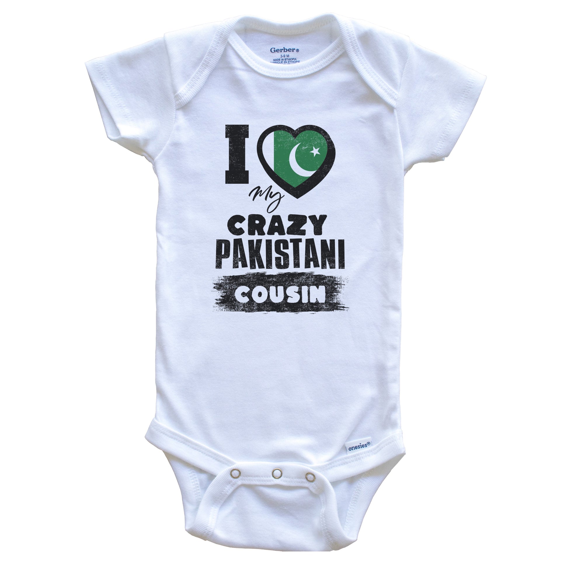 I Love My Crazy Pakistani Cousin Funny Pakistan Flag Baby Bodysuit