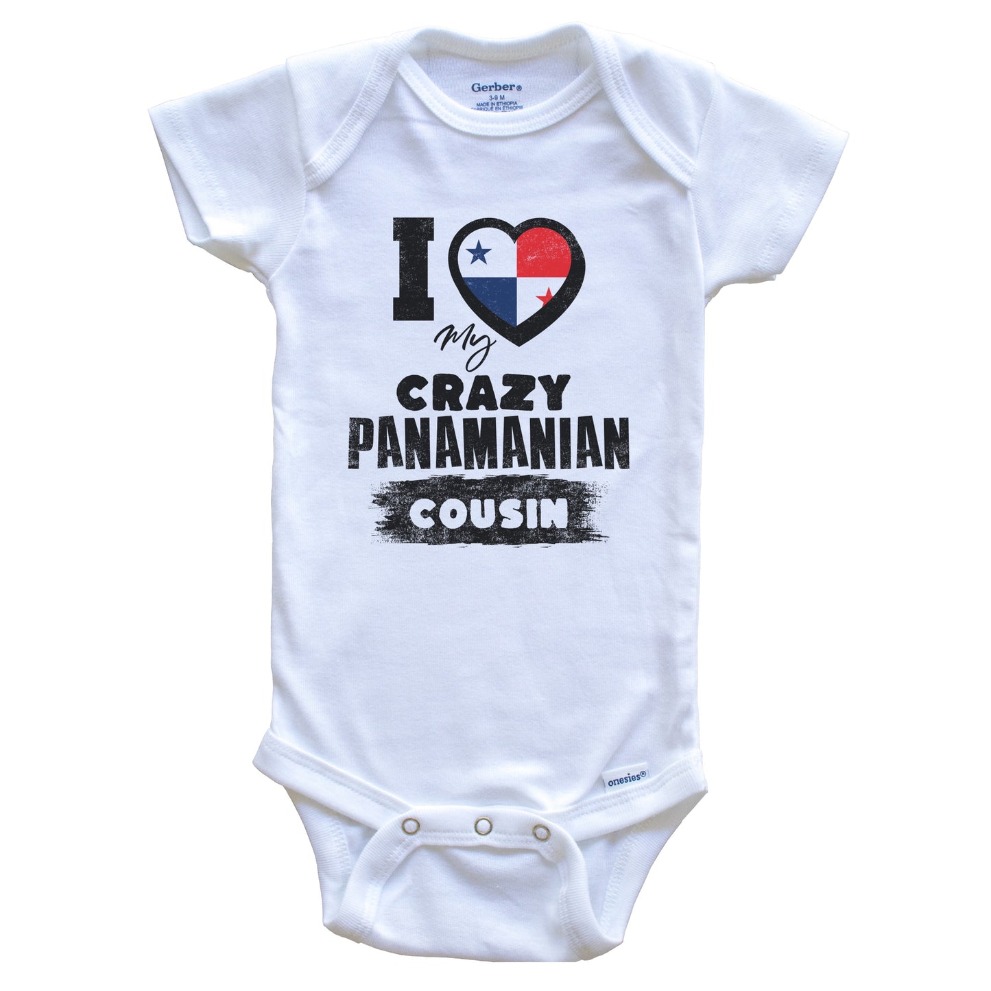 I Love My Crazy Panamanian Cousin Funny Panama Flag Baby Bodysuit