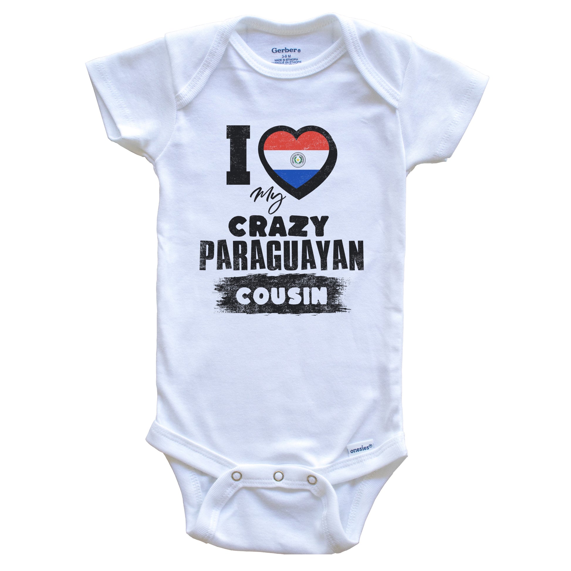 I Love My Crazy Paraguayan Cousin Funny Paraguay Flag Baby Bodysuit