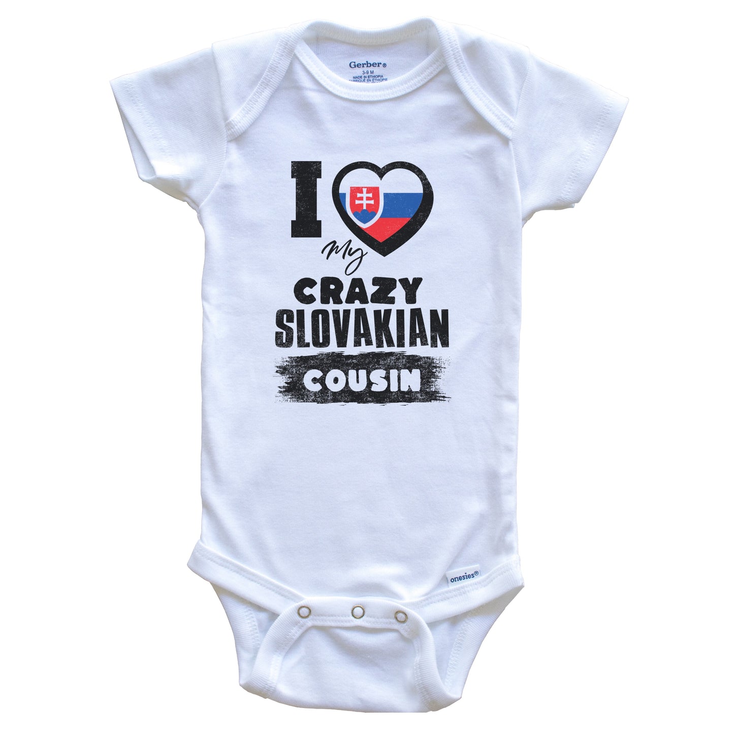 I Love My Crazy Slovakian Cousin Funny Slovakia Flag Baby Bodysuit