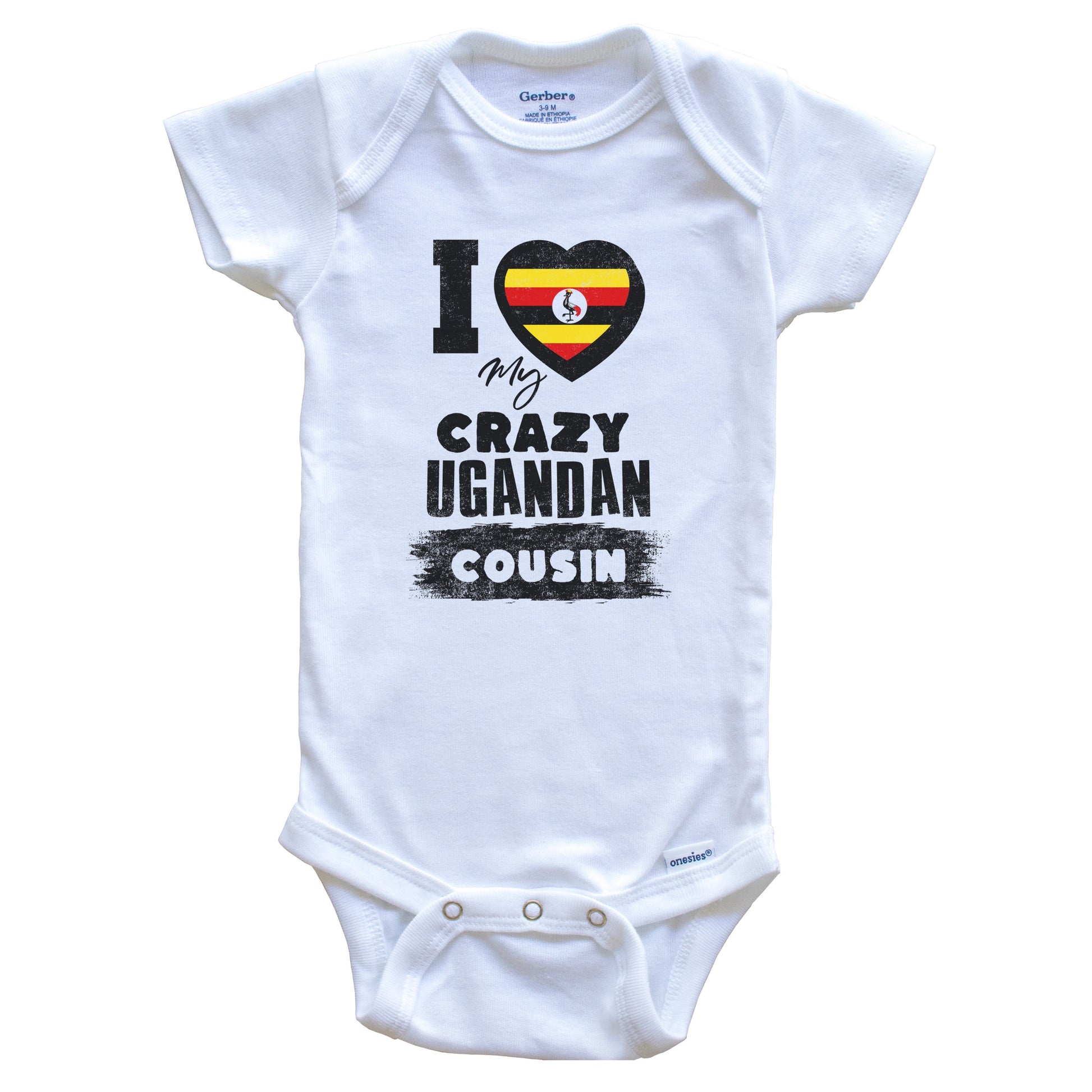 I Love My Crazy Ugandan Cousin Funny Uganda Flag Baby Bodysuit