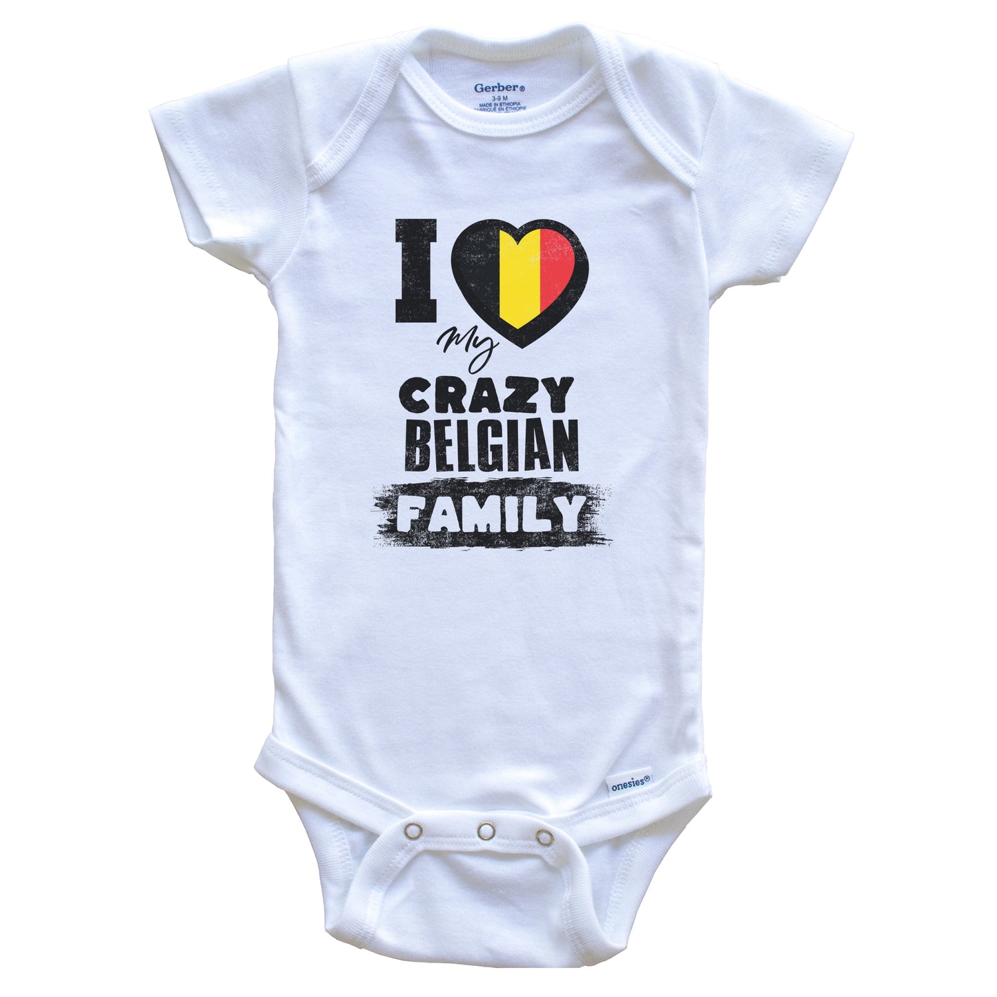 I Love My Crazy Belgian Family Funny Belgium Flag Baby Bodysuit