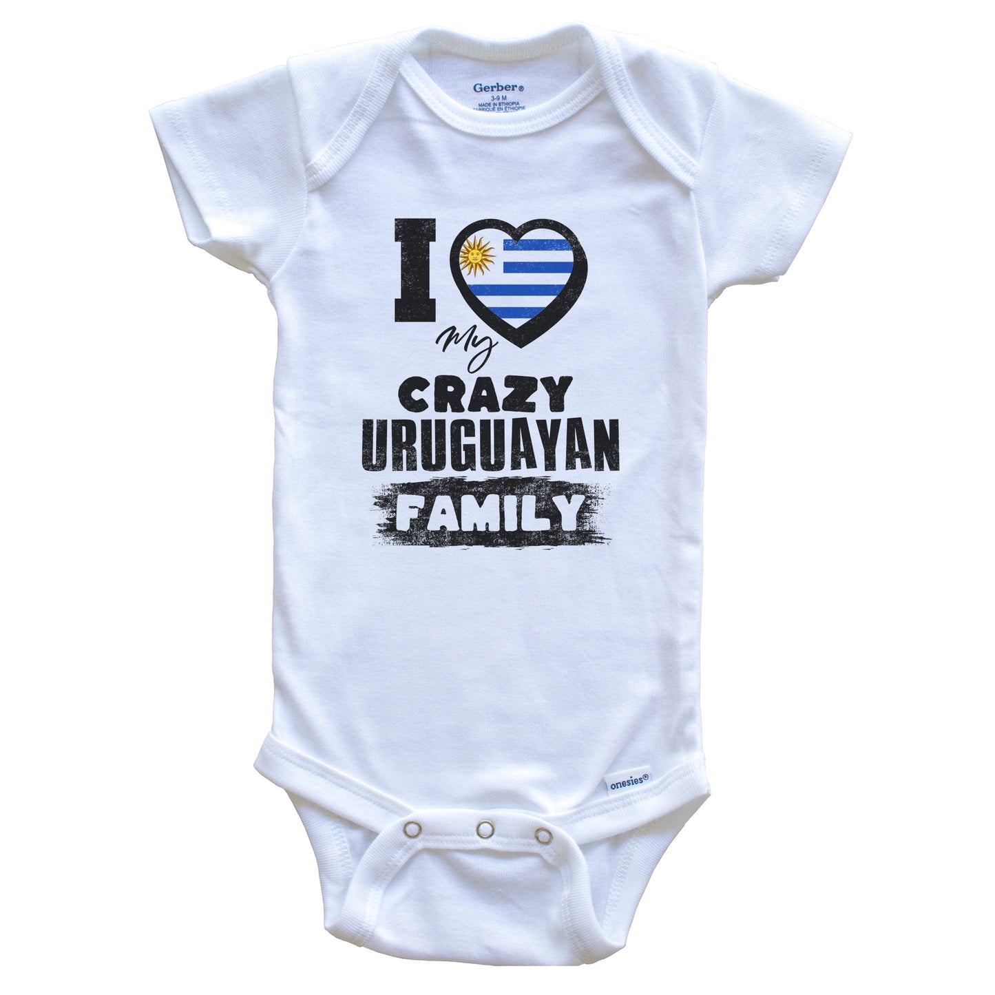 I Love My Crazy Uruguayan Family Funny Uruguay Flag Baby Bodysuit