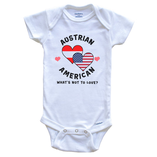 Austrian American What's Not To Love Heart Flags Baby Bodysuit
