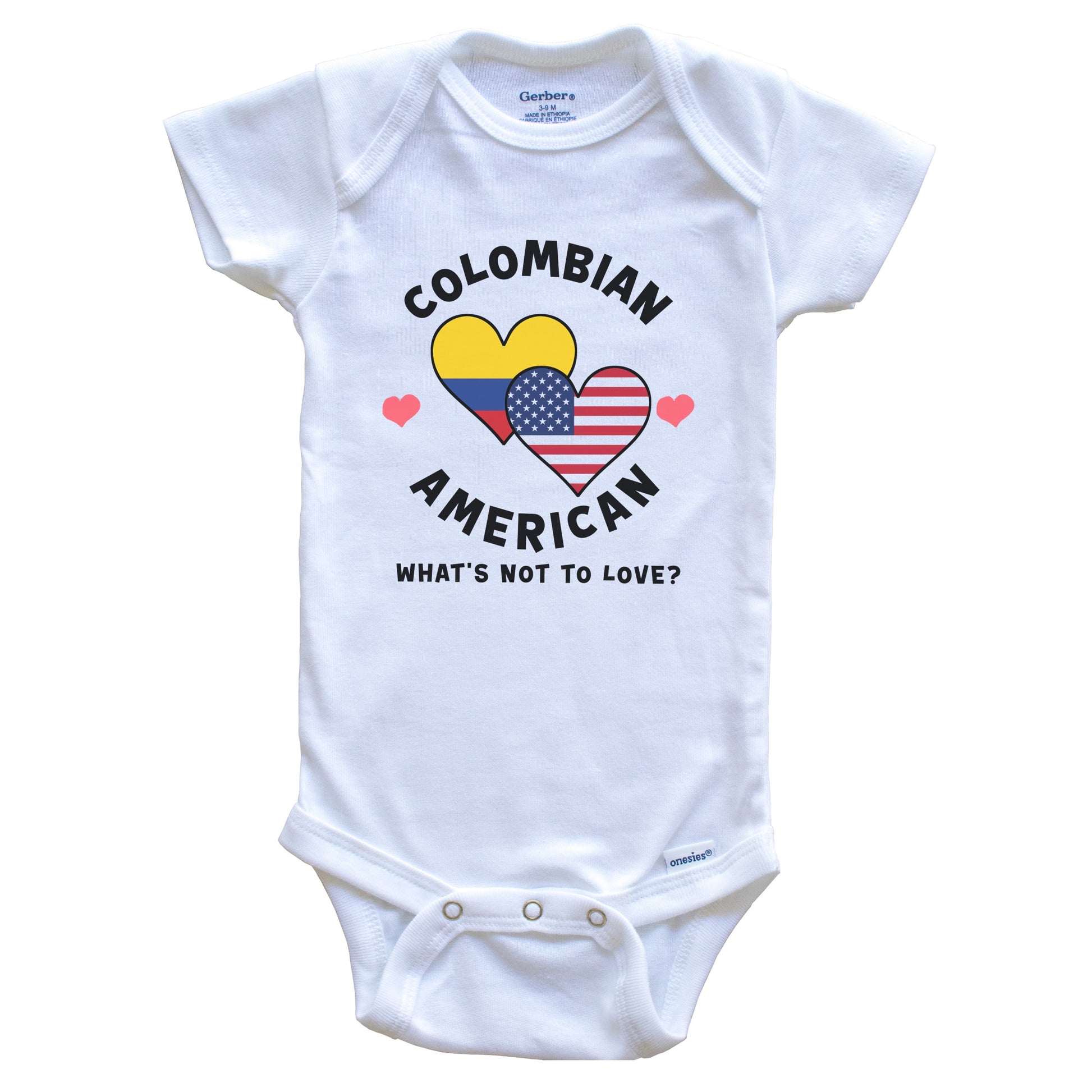 Colombian American What's Not To Love Heart Flags Baby Bodysuit