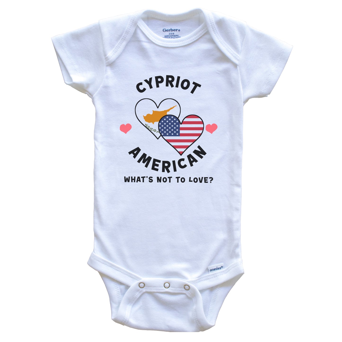 Cypriot American What's Not To Love Heart Flags Baby Bodysuit