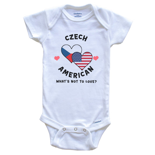 Czech American What's Not To Love Heart Flags Baby Bodysuit