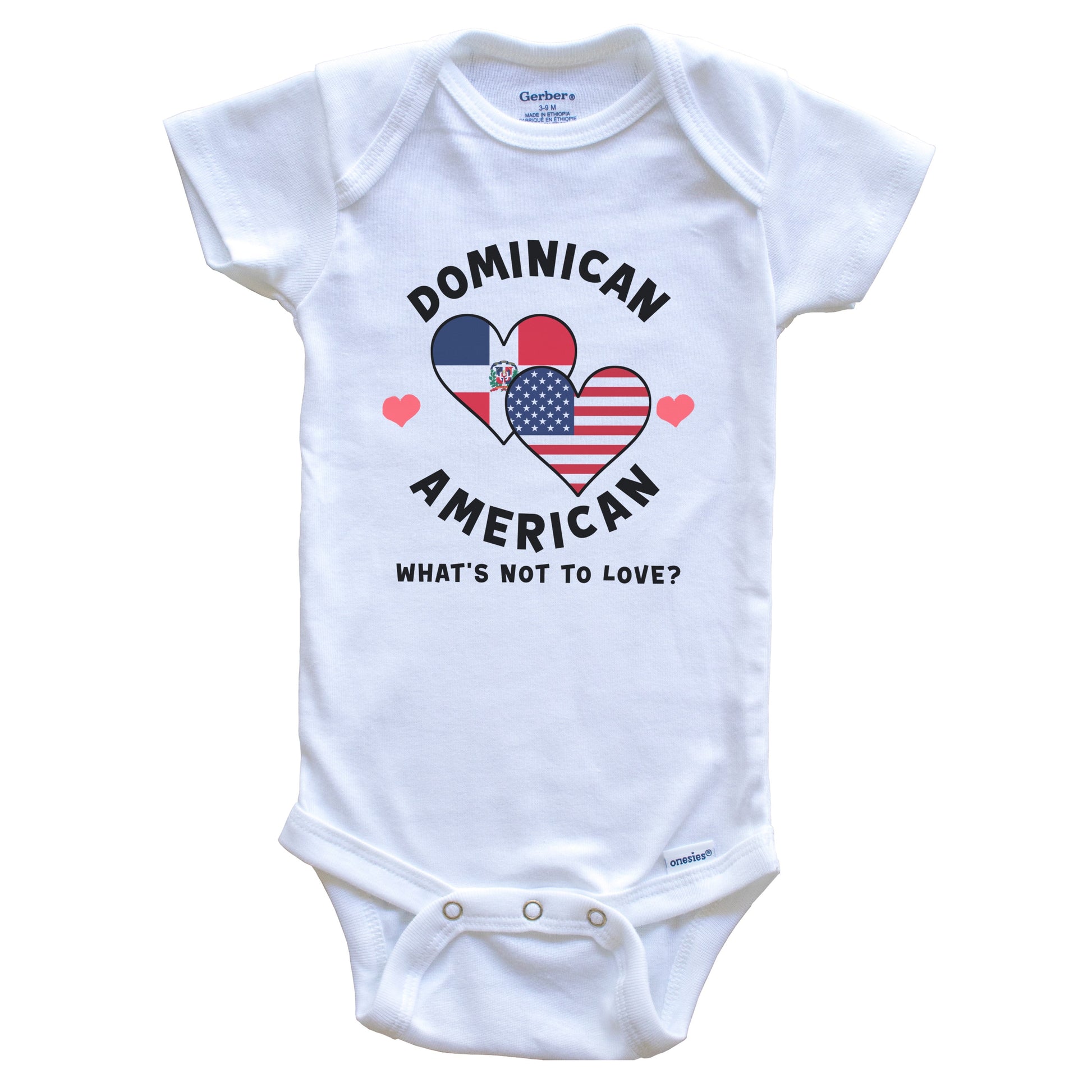 Dominican American What's Not To Love Heart Flags Baby Bodysuit