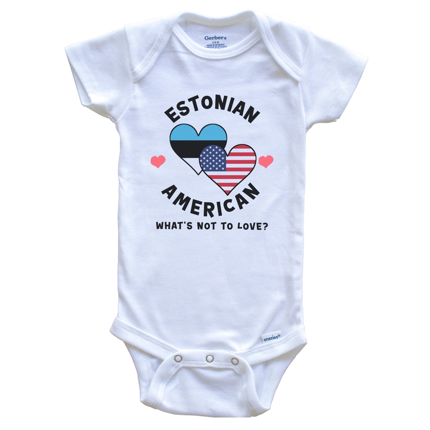 Estonian American What's Not To Love Heart Flags Baby Bodysuit