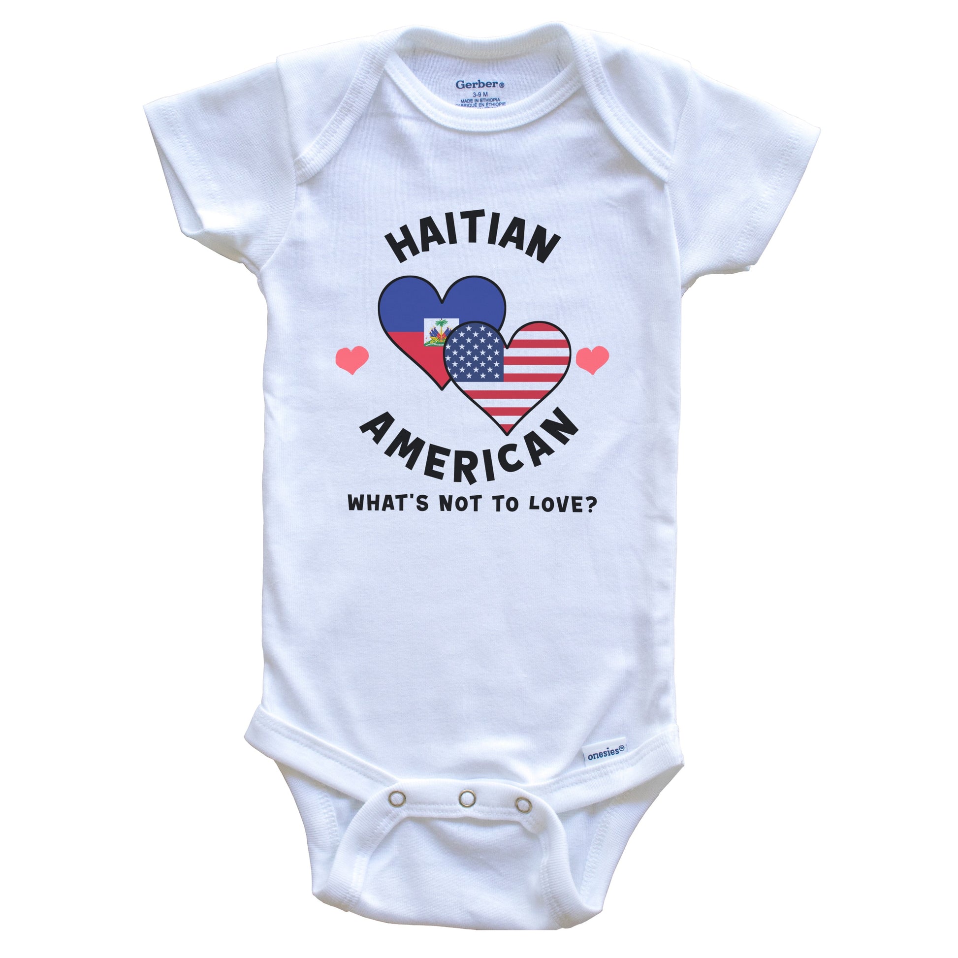 Haitian American What's Not To Love Heart Flags Baby Bodysuit