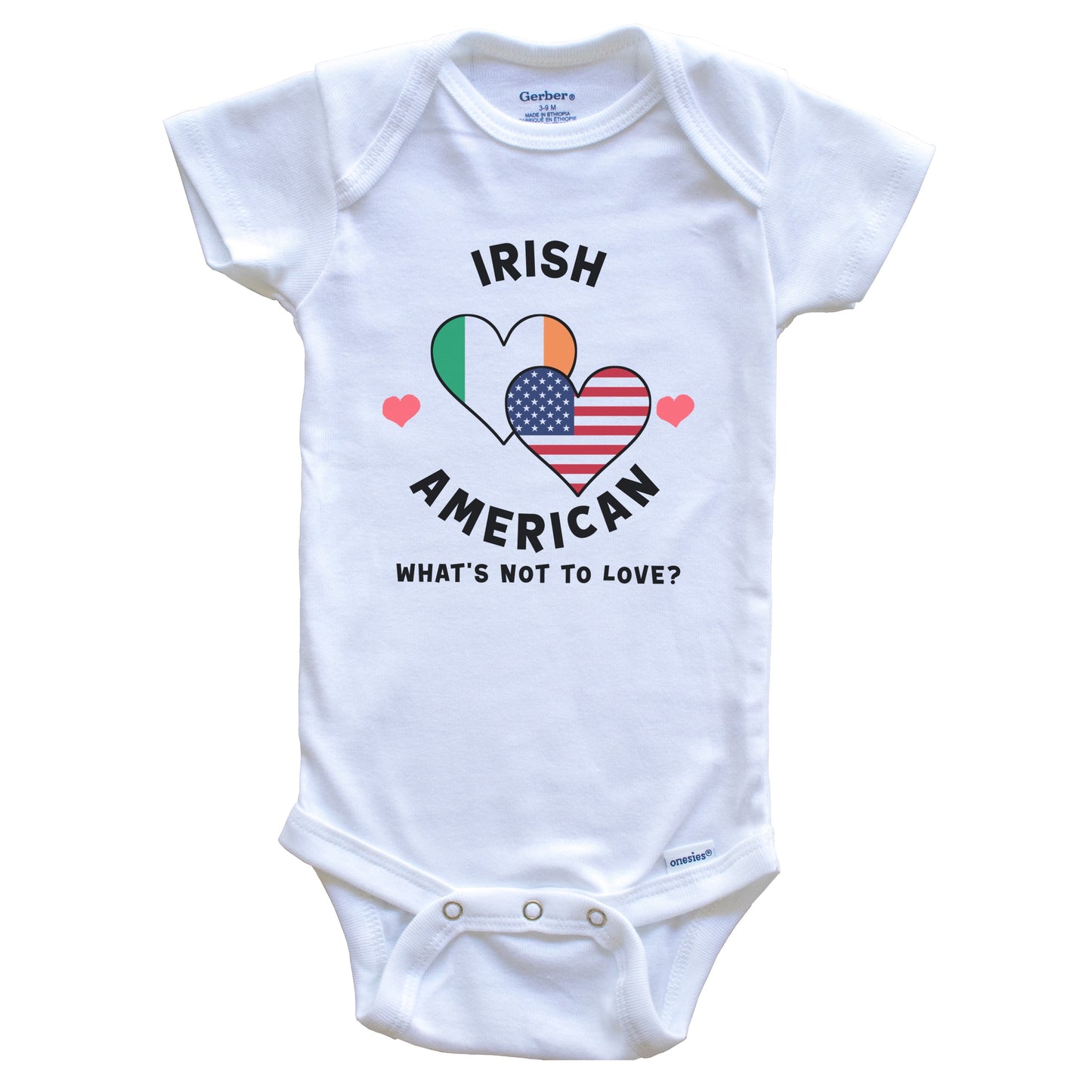 Irish American What's Not To Love Heart Flags Baby Bodysuit