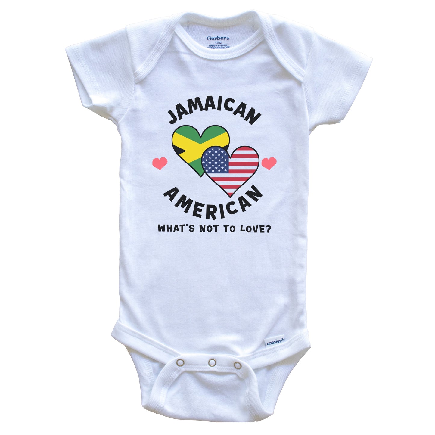 Jamaican American What's Not To Love Heart Flags Baby Bodysuit