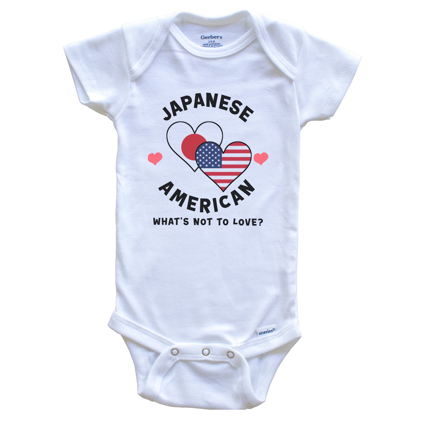 Japanese American What's Not To Love Heart Flags Baby Bodysuit