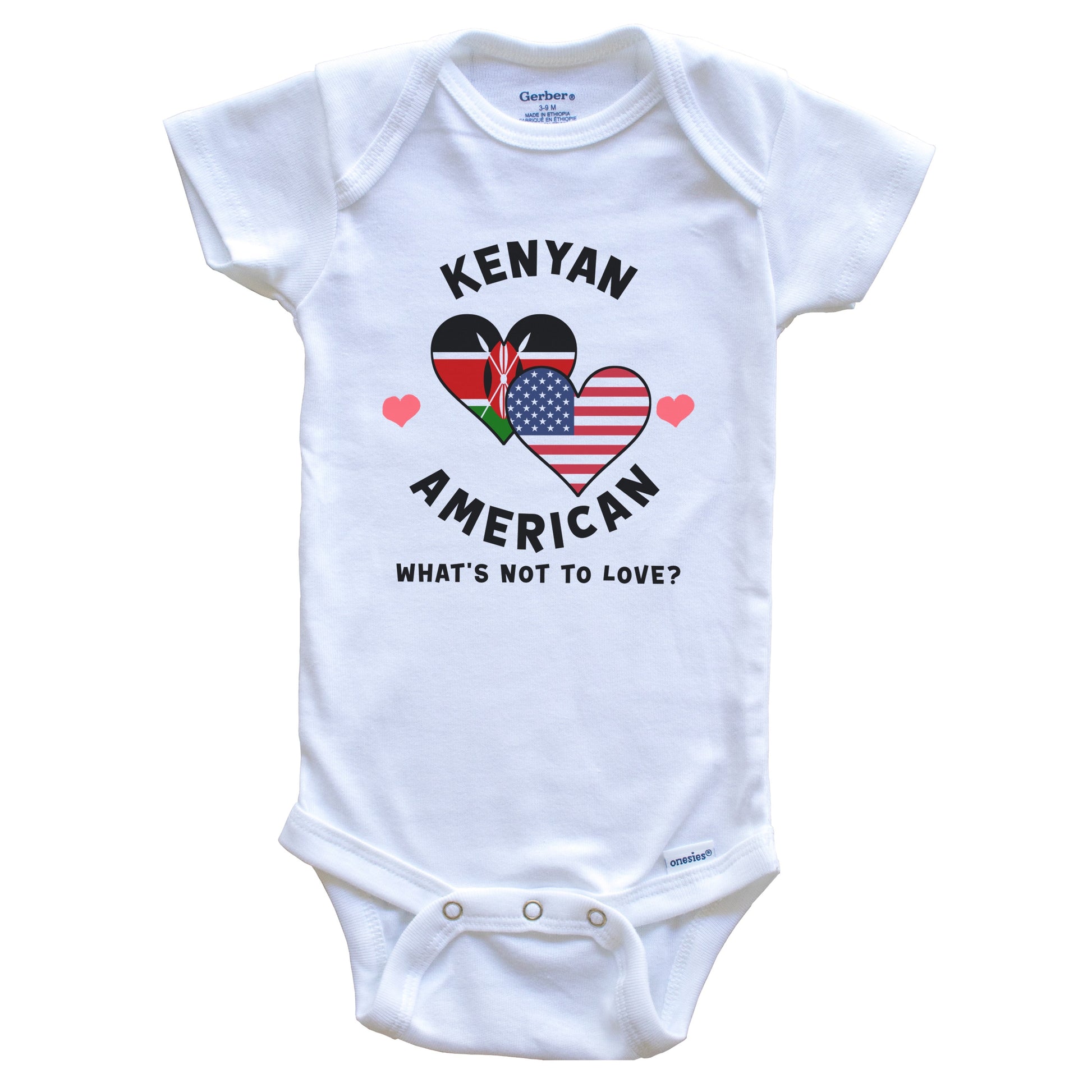 Kenyan American What's Not To Love Heart Flags Baby Bodysuit