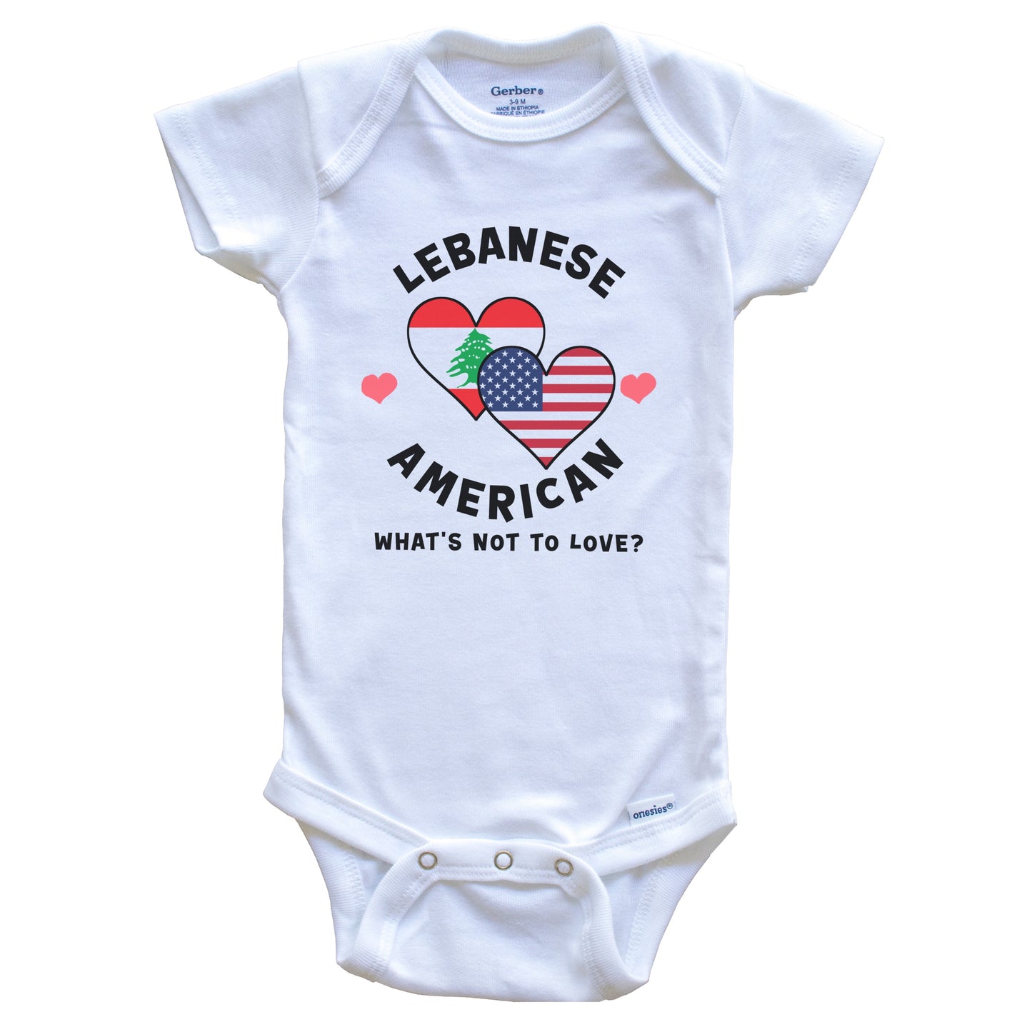 Lebanese American What's Not To Love Heart Flags Baby Bodysuit