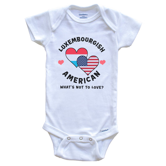 Luxembourgish American What's Not To Love Heart Flags Baby Bodysuit