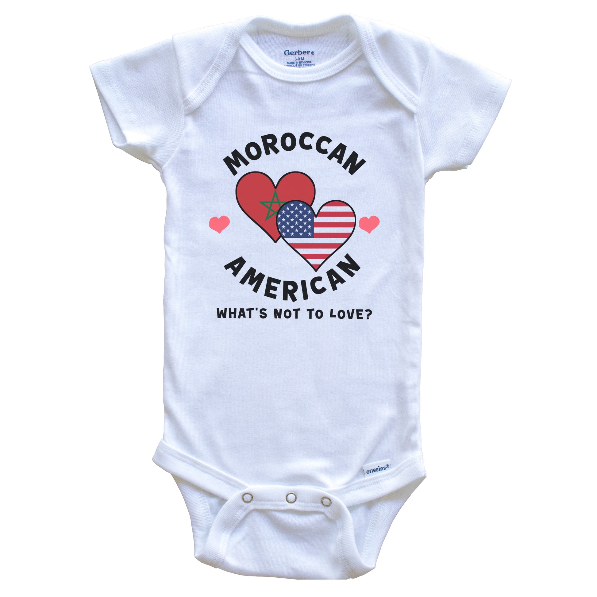 Moroccan American What's Not To Love Heart Flags Baby Bodysuit