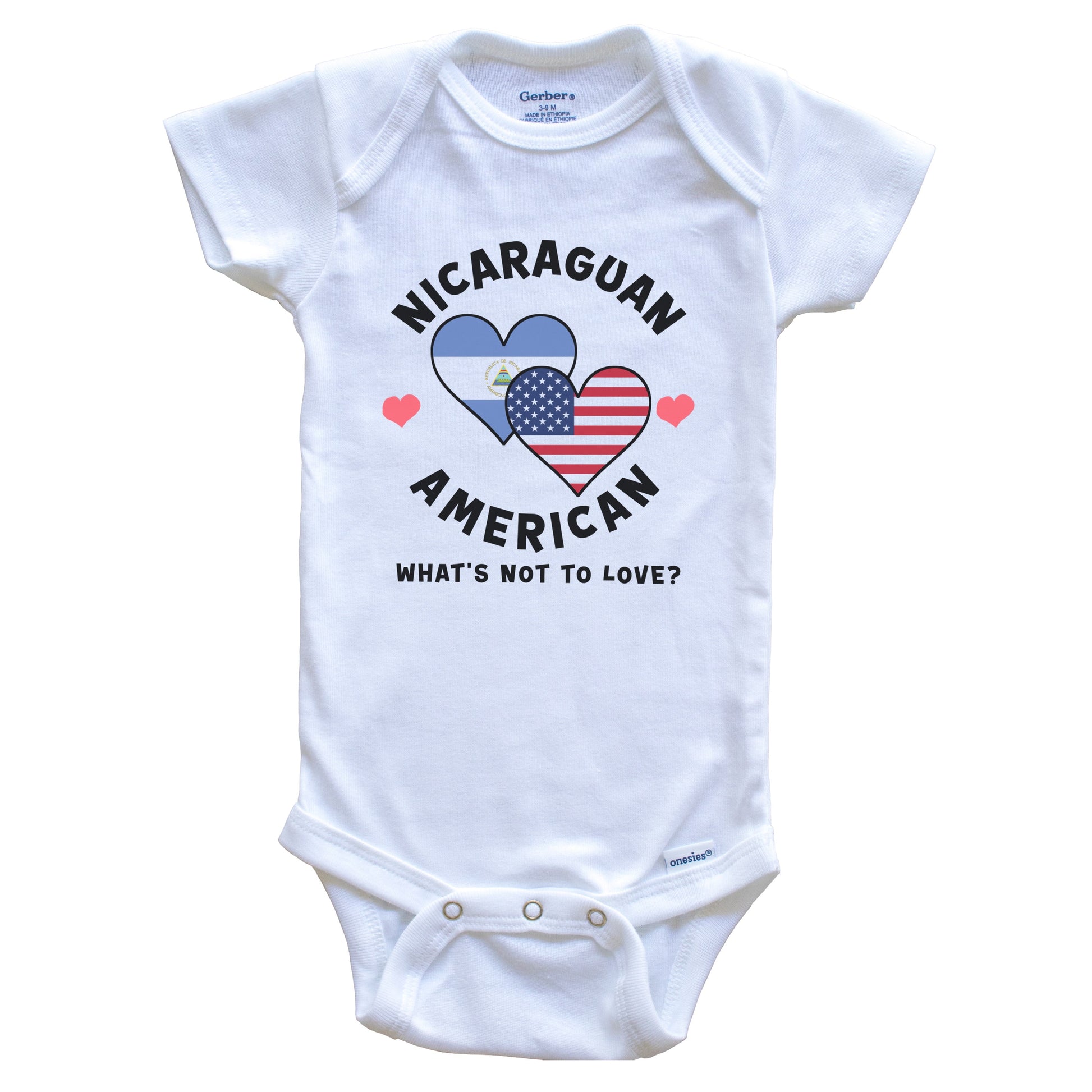 Nicaraguan American What's Not To Love Heart Flags Baby Bodysuit