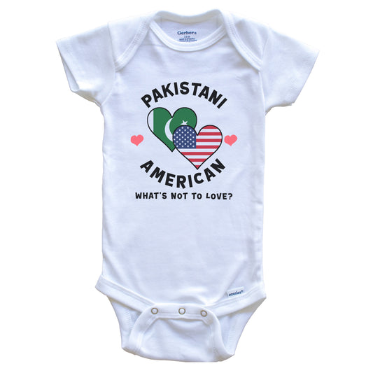 Pakistani American What's Not To Love Heart Flags Baby Bodysuit