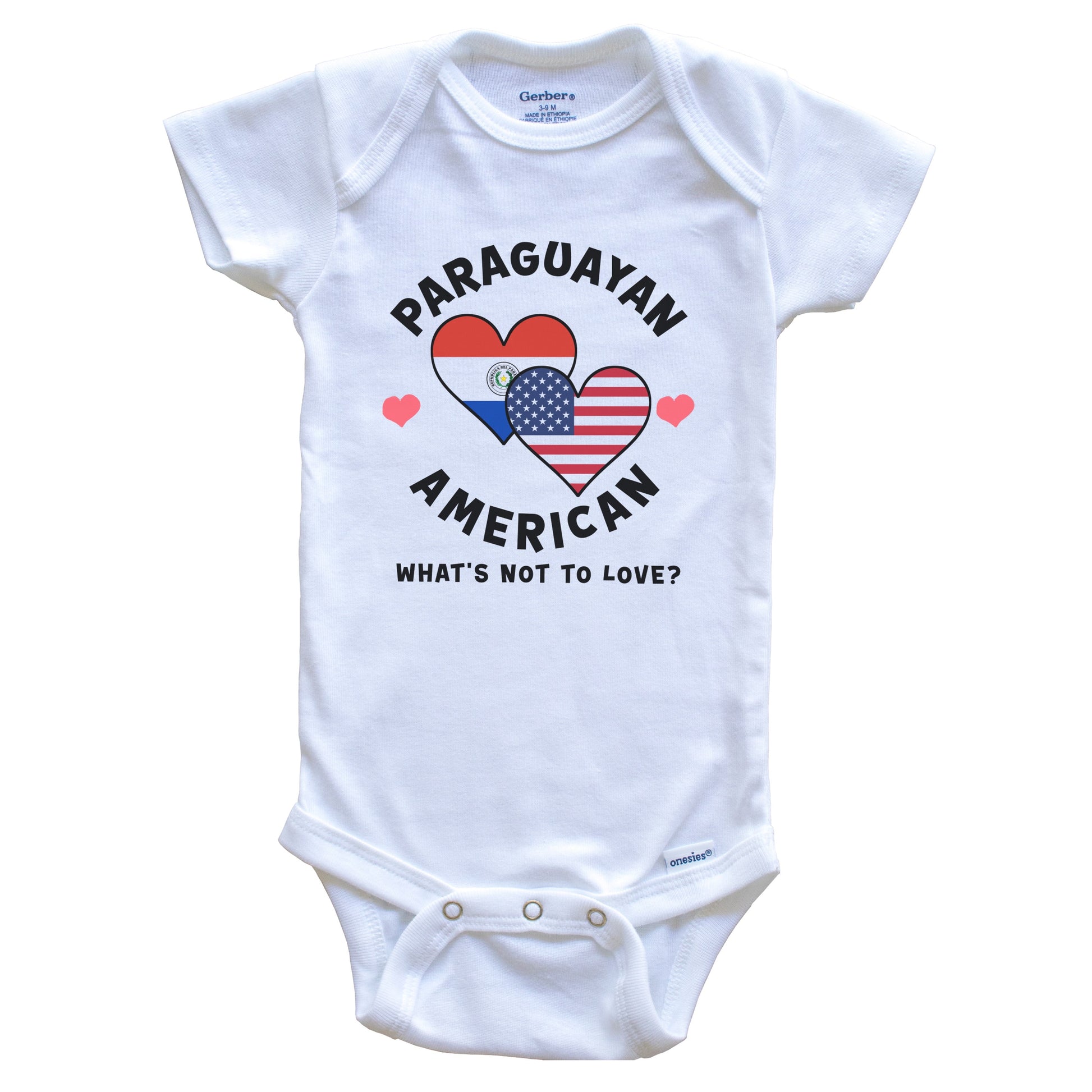 Paraguayan American What's Not To Love Heart Flags Baby Bodysuit