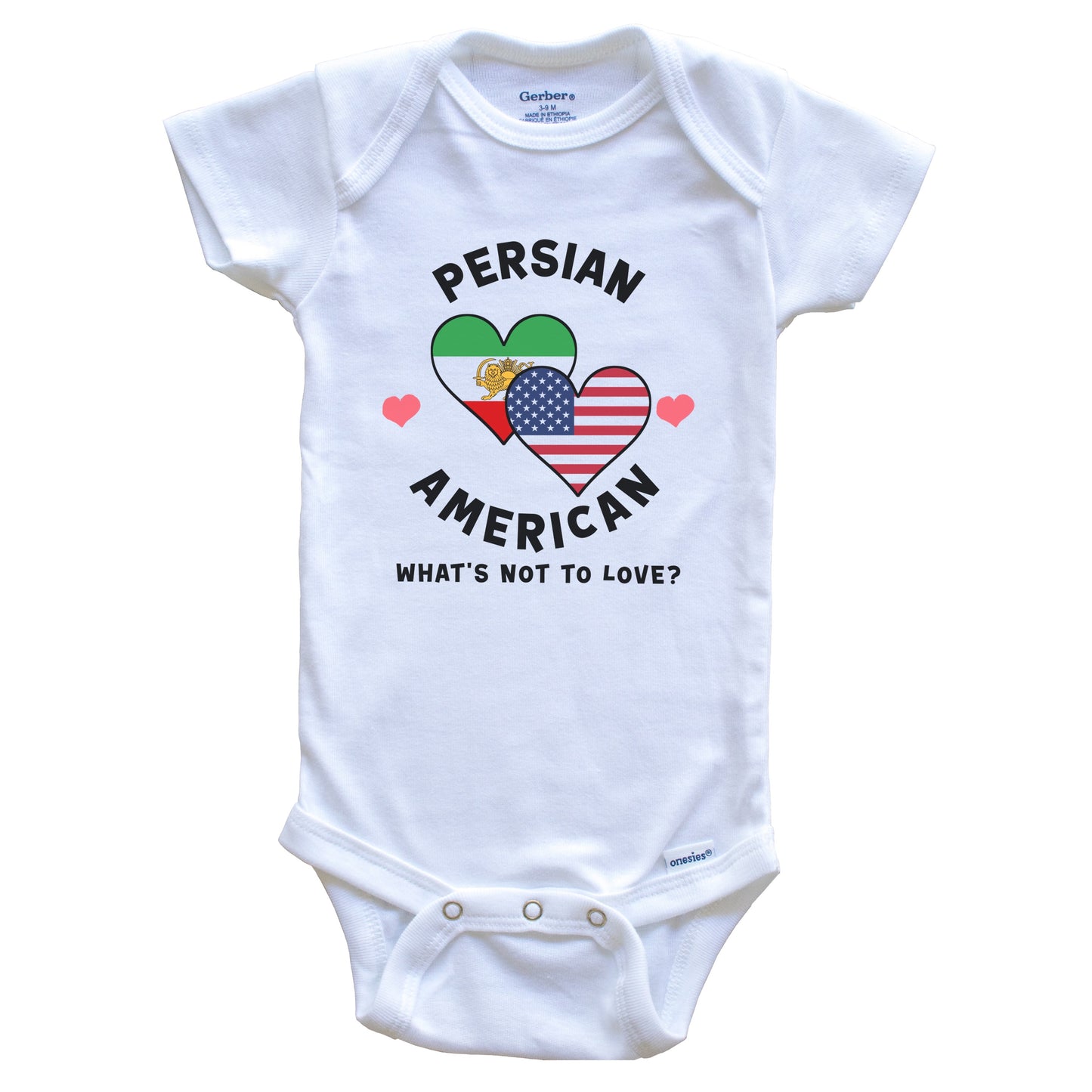 Persian American What's Not To Love Heart Flags Baby Bodysuit