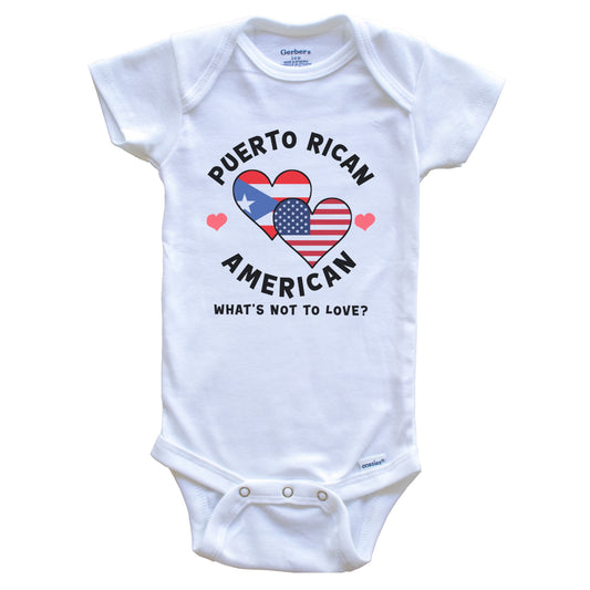 Puerto Rican American What's Not To Love Heart Flags Baby Bodysuit