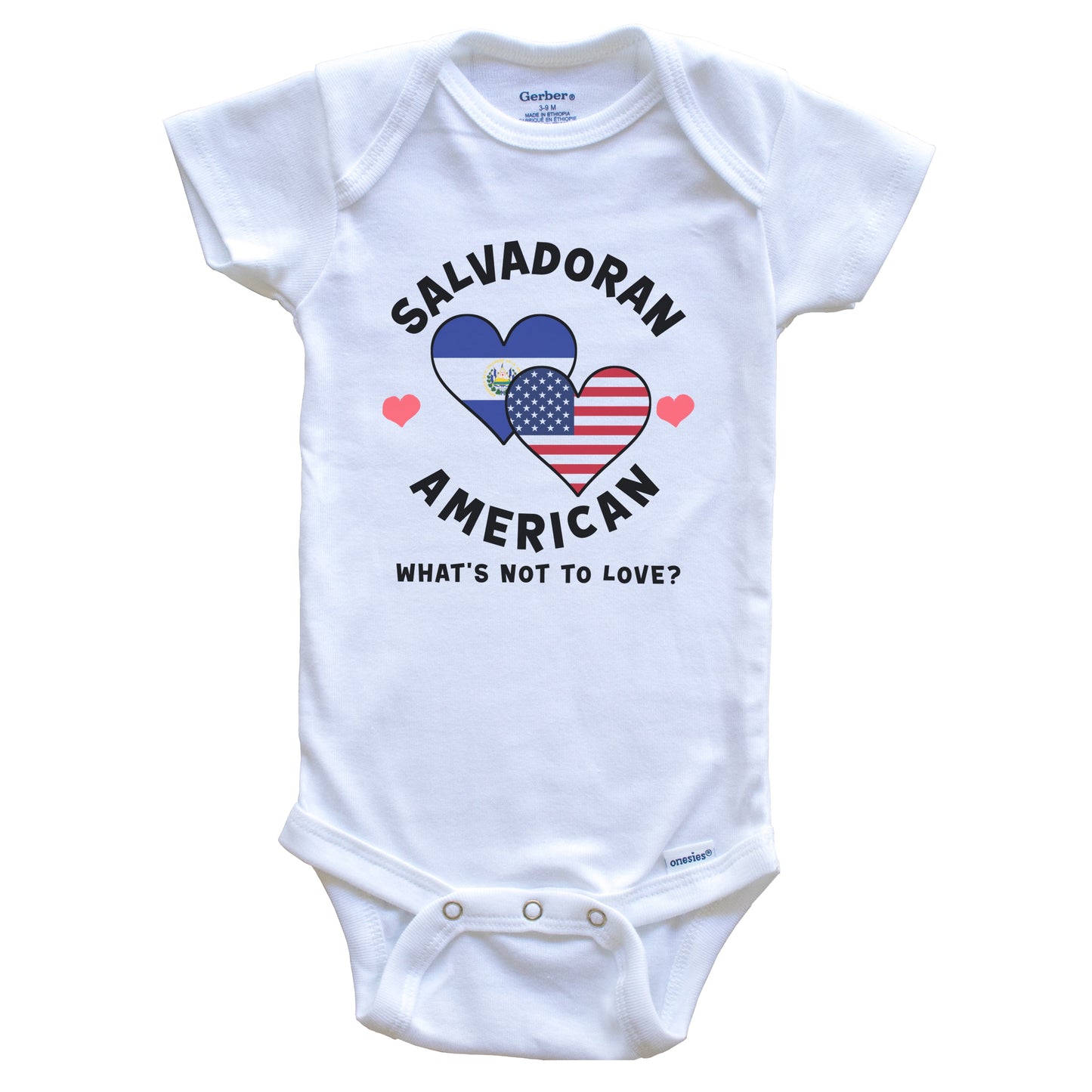 Salvadoran American What's Not To Love Heart Flags Baby Bodysuit