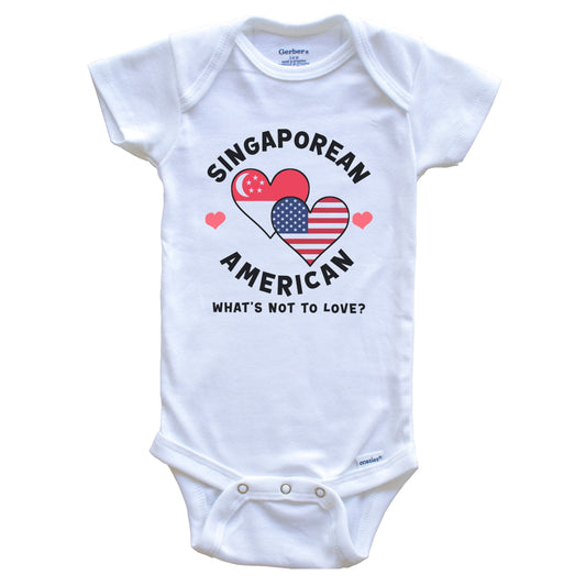 Singaporean American What's Not To Love Heart Flags Baby Bodysuit