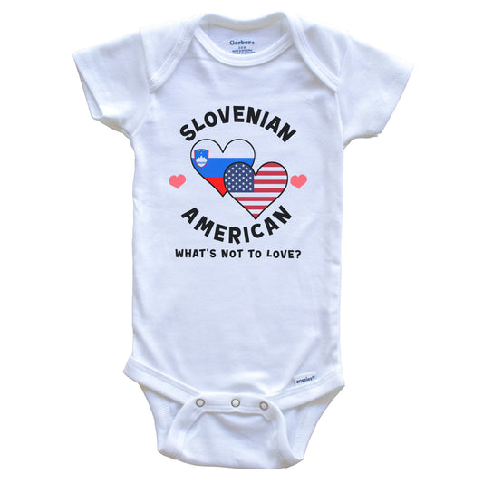 Slovenian American What's Not To Love Heart Flags Baby Bodysuit