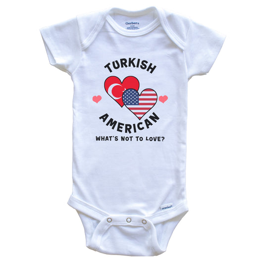 Turkish American What's Not To Love Heart Flags Baby Bodysuit