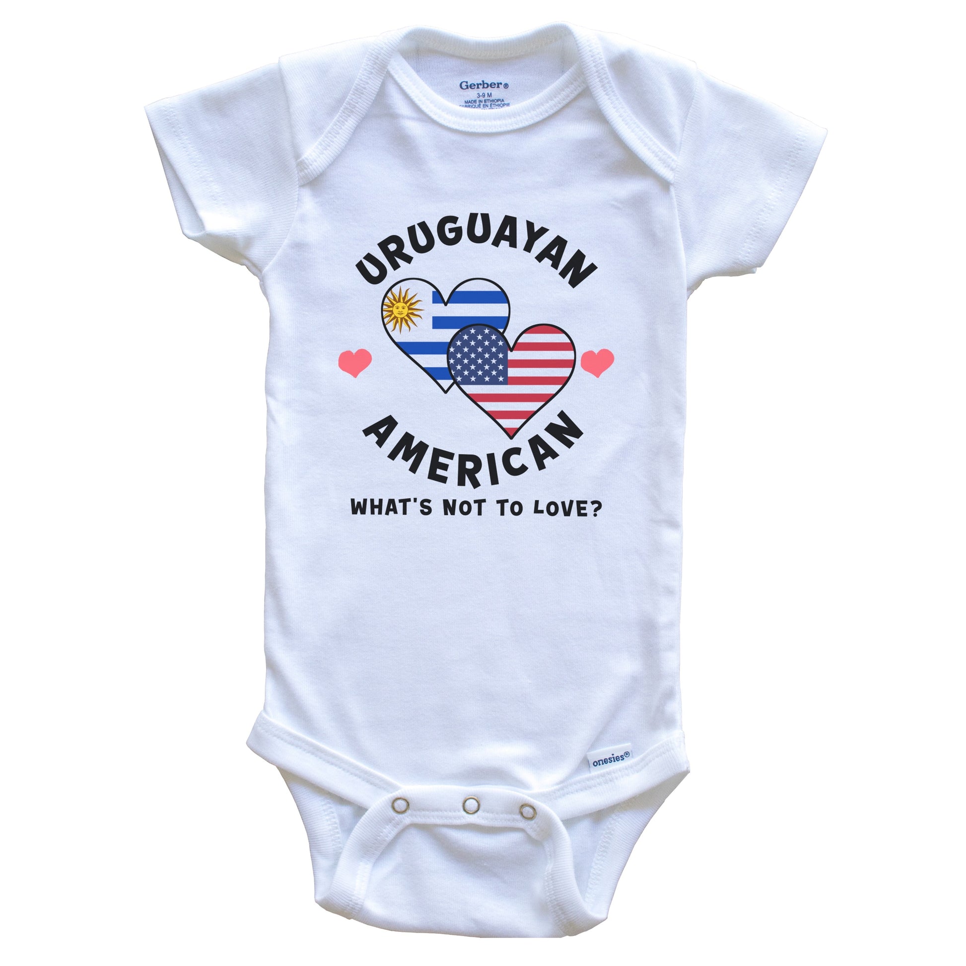 Uruguayan American What's Not To Love Heart Flags Baby Bodysuit