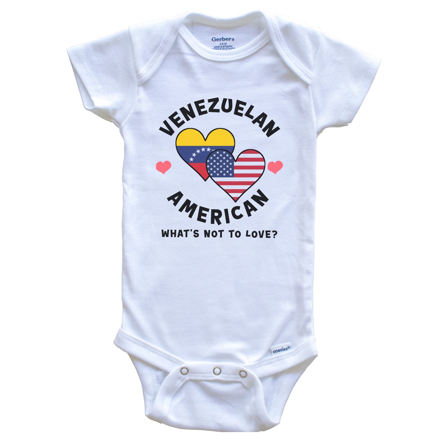 Venezuelan American What's Not To Love Heart Flags Baby Bodysuit