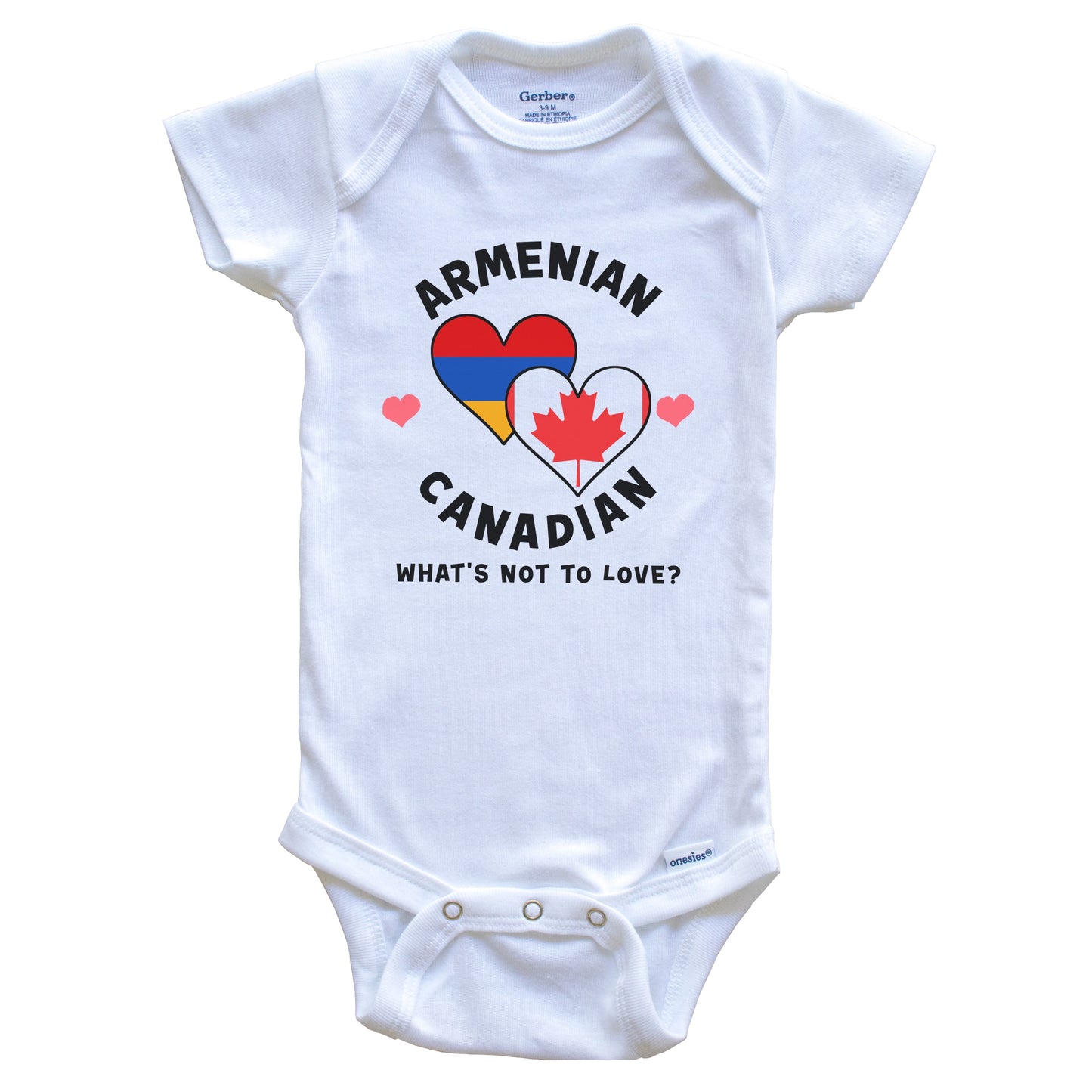 Armenian Canadian What's Not To Love Heart Flags Baby Bodysuit