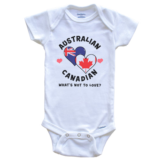 Australian Canadian What's Not To Love Heart Flags Baby Bodysuit