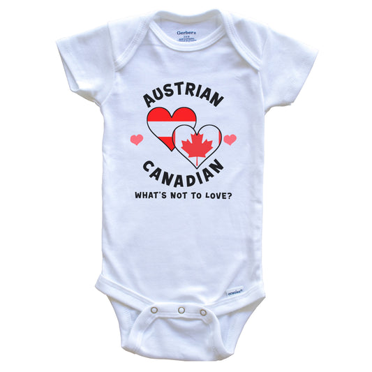 Austrian Canadian What's Not To Love Heart Flags Baby Bodysuit