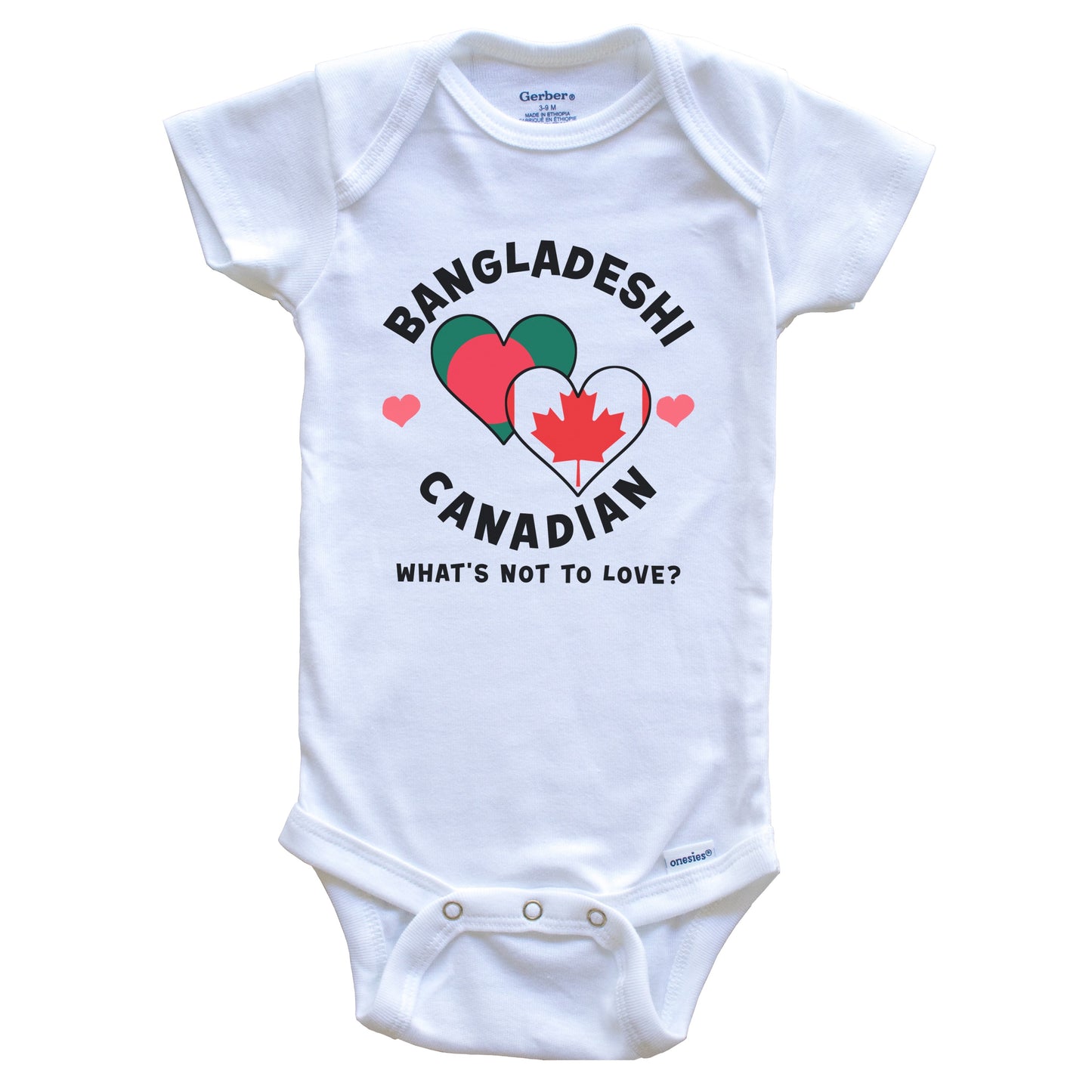 Bangladeshi Canadian What's Not To Love Heart Flags Baby Bodysuit